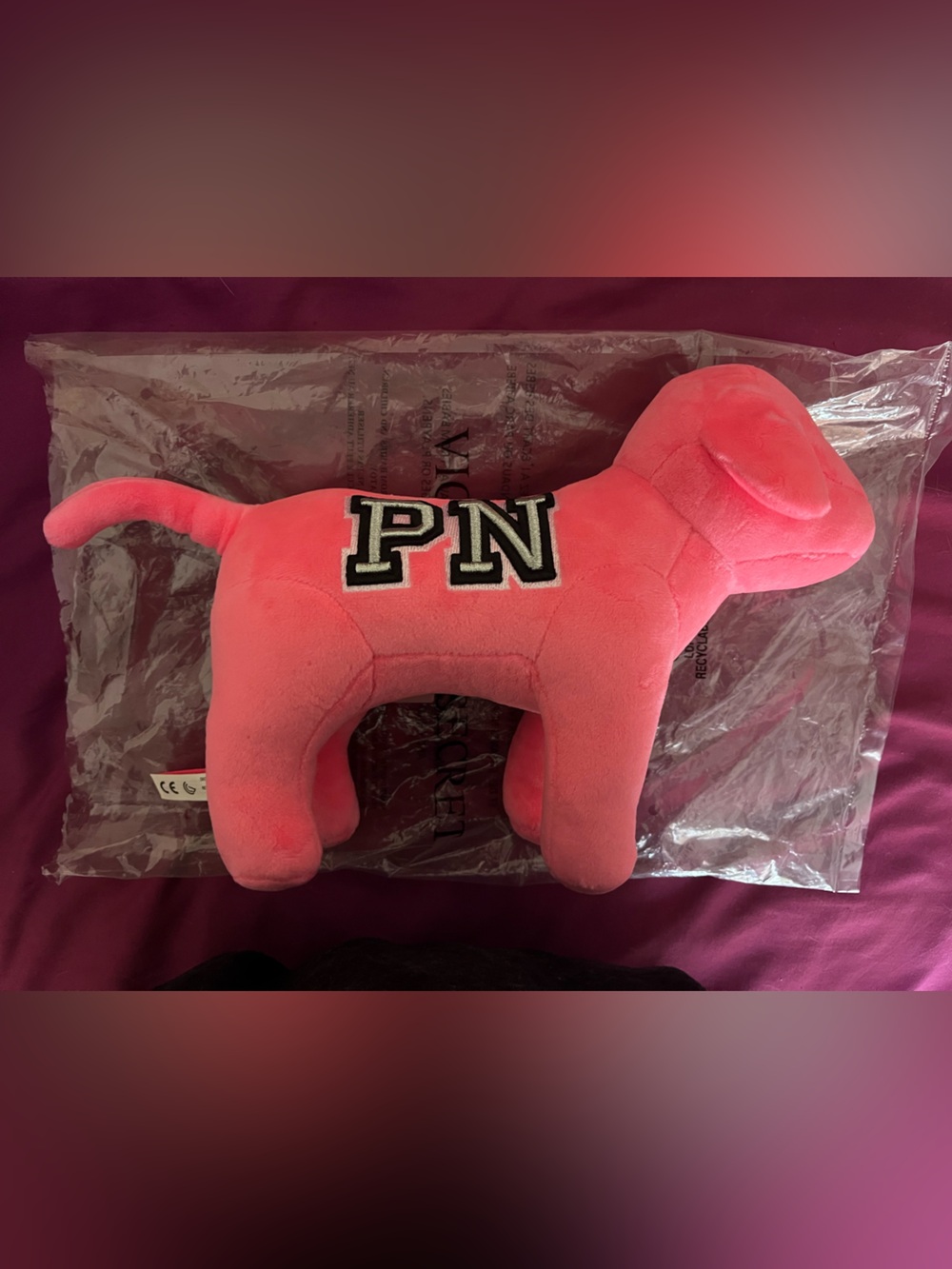 Pink Plush Dog Toy with PN Patch